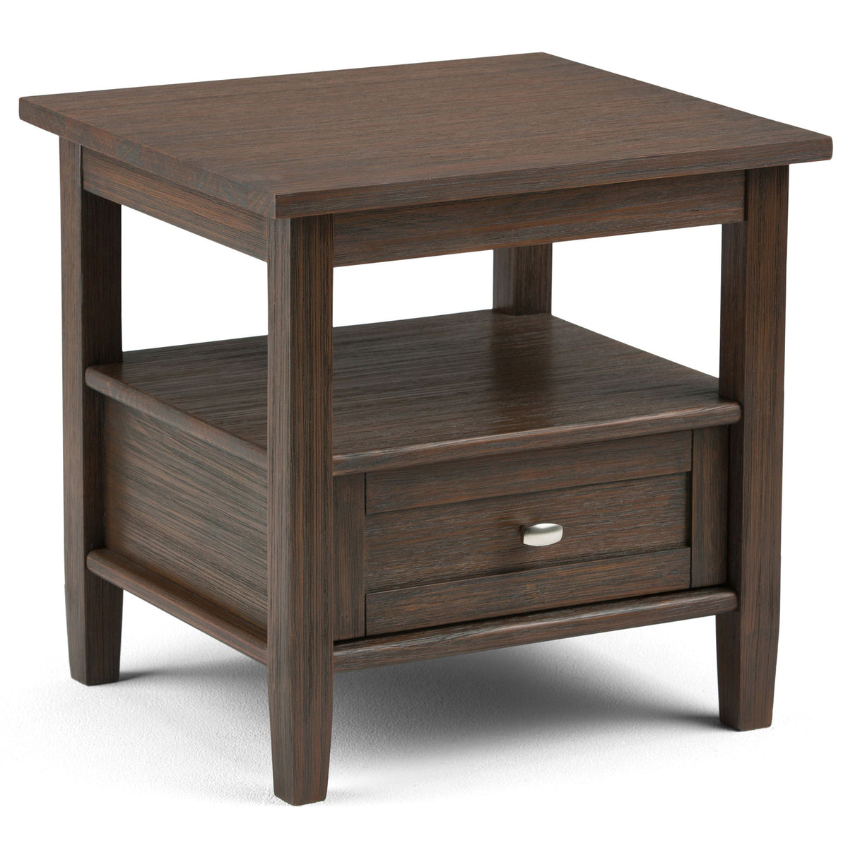 Solid Wood End Table with Drawer and Open Shelf - Dark Brown or Dark Gray