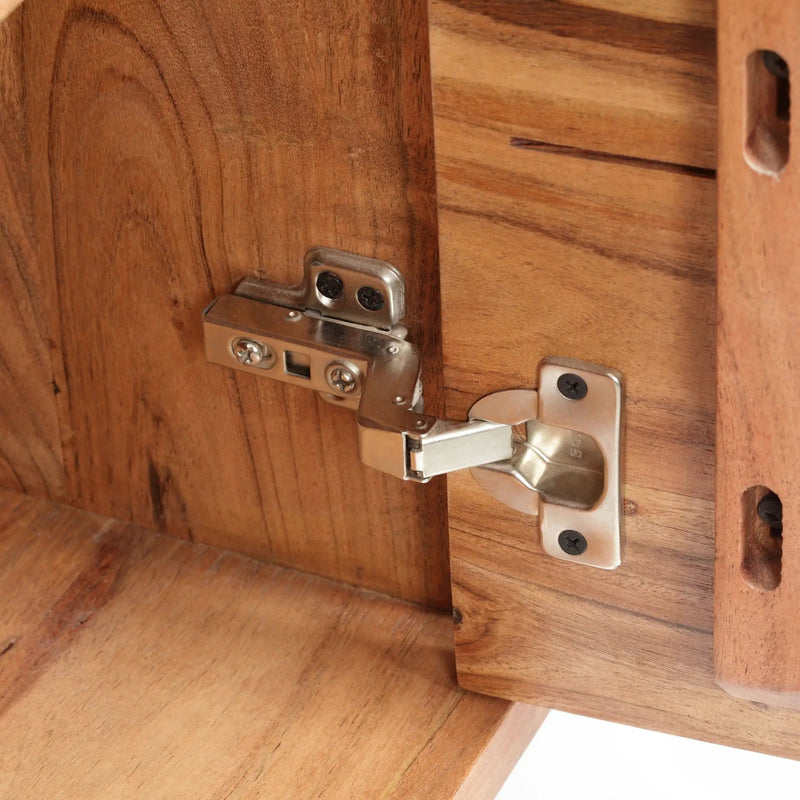 Boho Handcrafted 3 Door Sideboard, Carved Texture & Artisanal Charm - Natural by HouseOfZazla