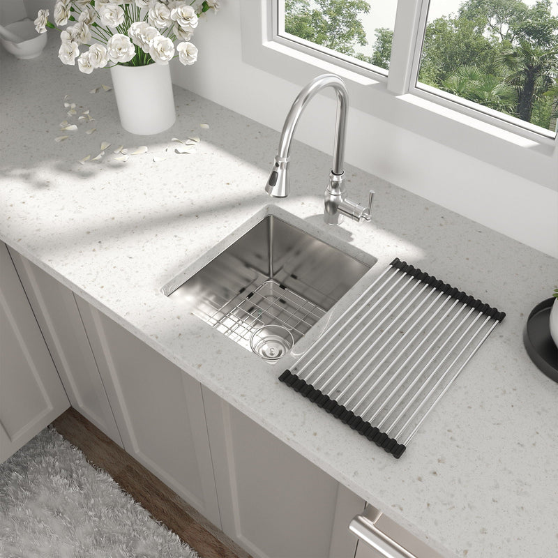 13" Undermount Kitchen Sink 16 Gauge Single Bowl - Brushed Nickel by HouseOfZazla