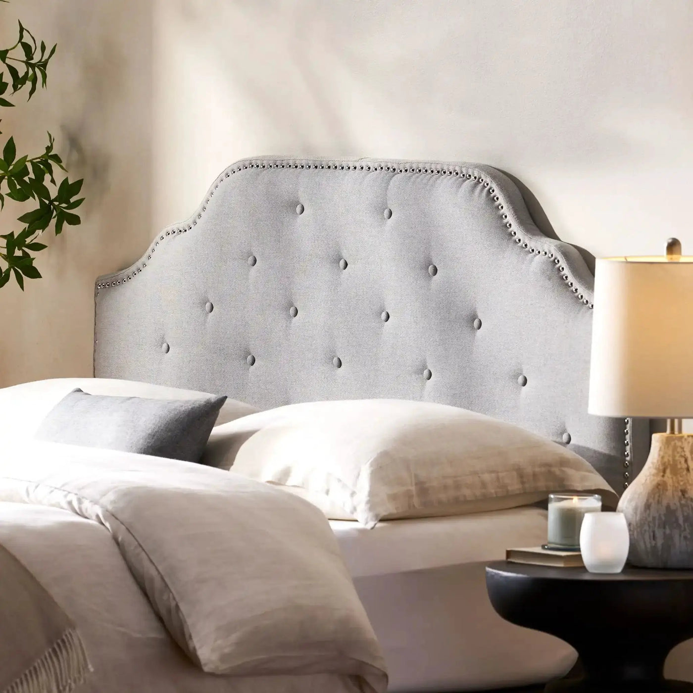 Luella Button Tufted Upholstered Headboard by HouseOfZazla