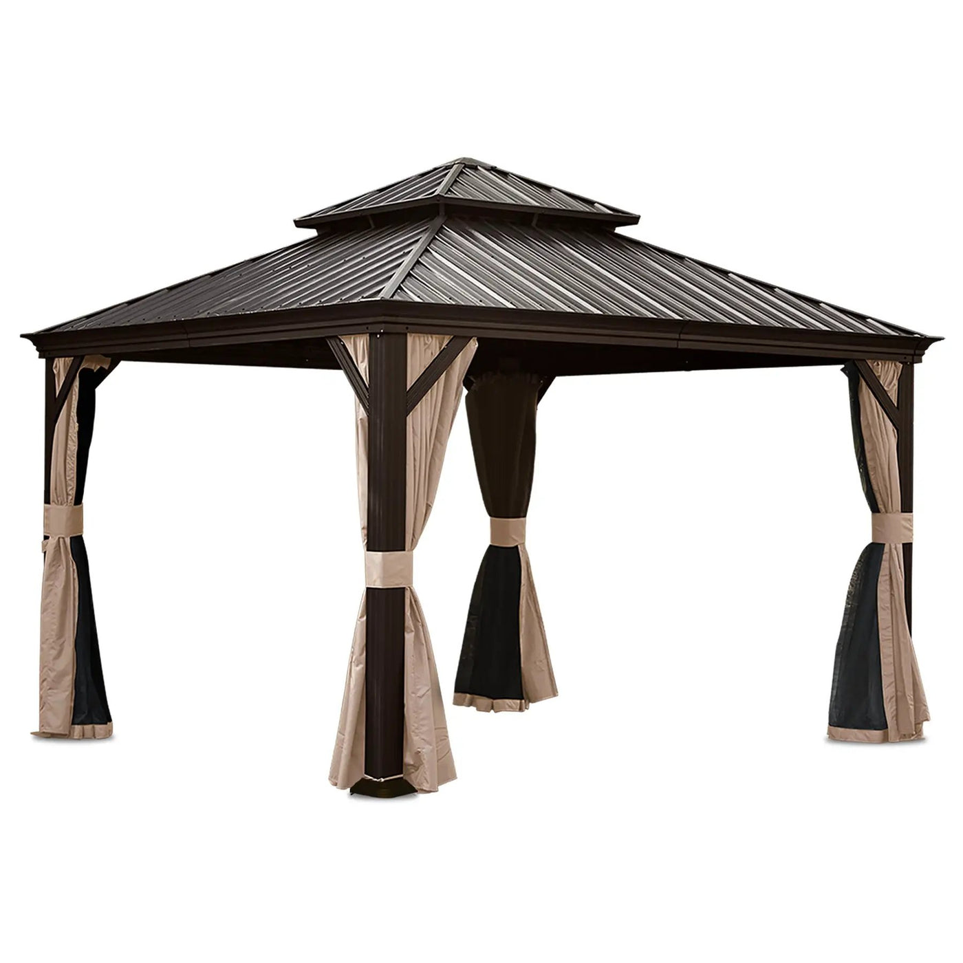 13x13FT Outdoor Hardtop Gazebo with Galvanized Steel Double Roof by HouseOfZazla