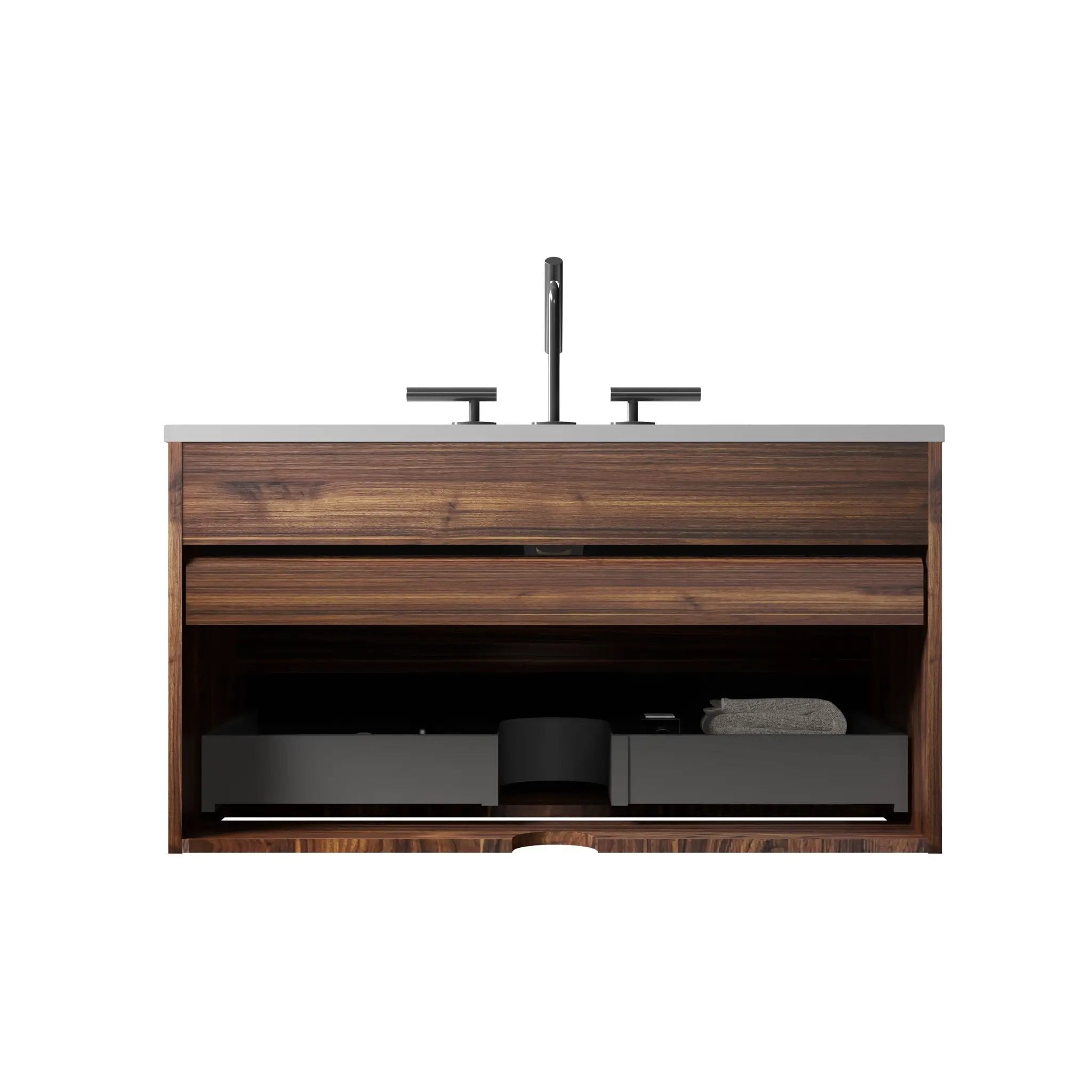 Gloria 36" Wall Mounted Soft Black Bathroom Vanity by HouseOfZazla