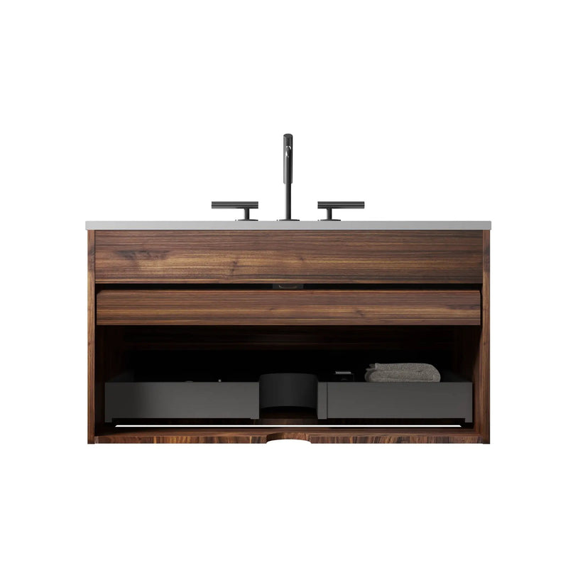 Gloria 36" Wall Mounted Soft Black Bathroom Vanity by HouseOfZazla