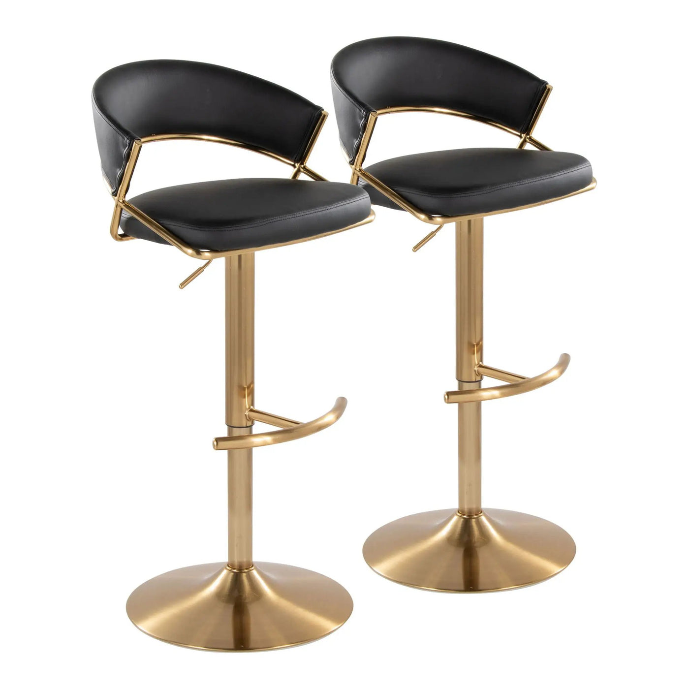 Jie - Contemporary Adjustable Barstool With Swivel With Rounded T Footrest (Set of 2) by HouseOfZazla