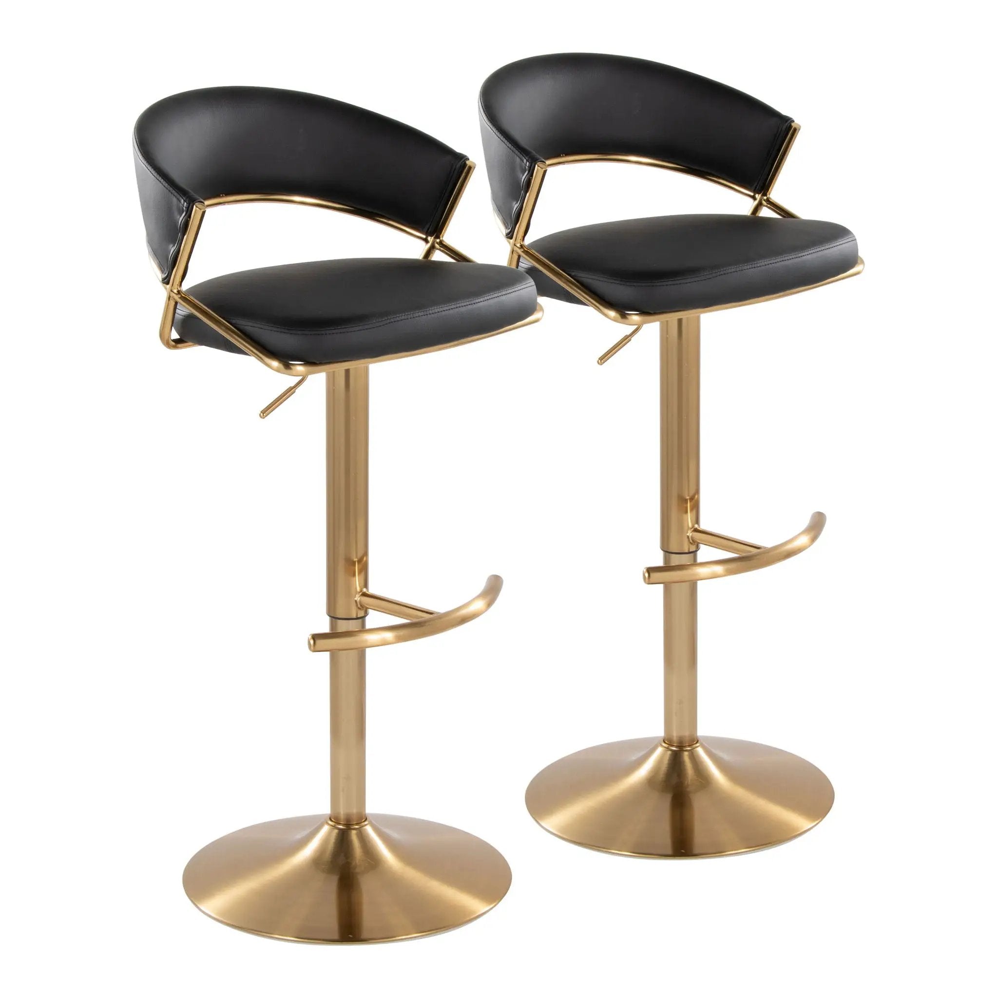 Jie - Contemporary Adjustable Barstool With Swivel With Rounded T Footrest (Set of 2) by HouseOfZazla