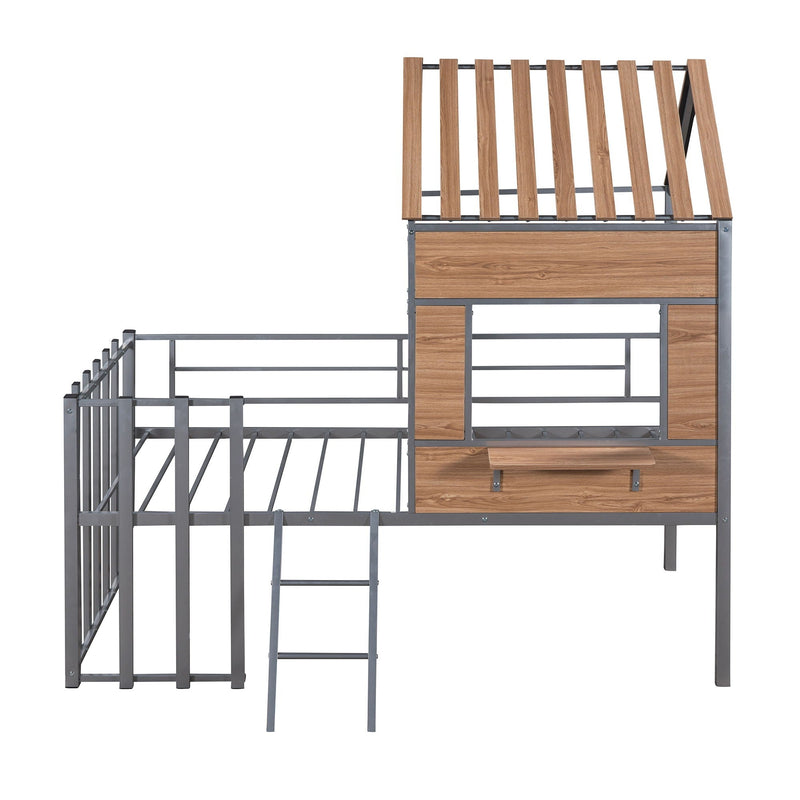 Loft Bed With Roof, Window, Guardrail, Ladder by HouseOfZazla