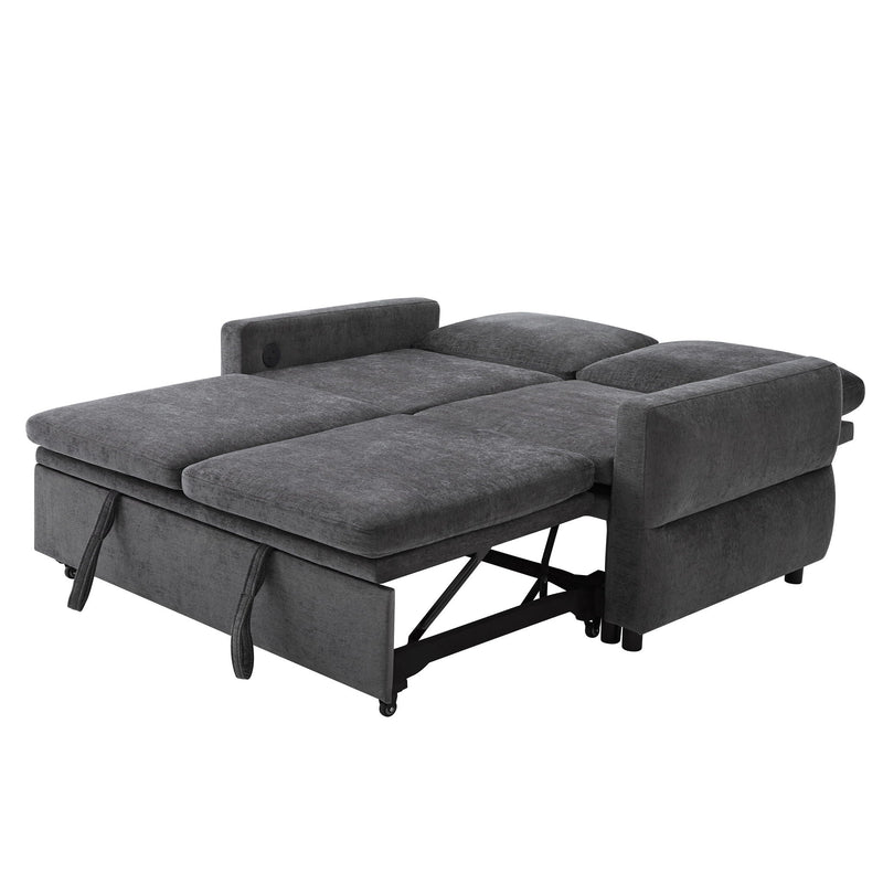 Convertible Sofa Bed Loveseat With Adjustable Backrest And USB Ports by HouseOfZazla
