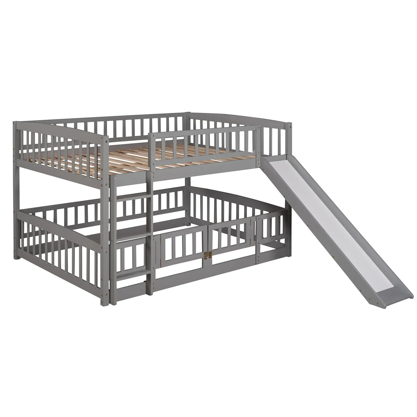 Low Bunk Bed With Slide, Fence And Ladder by Unique Piece Furniture