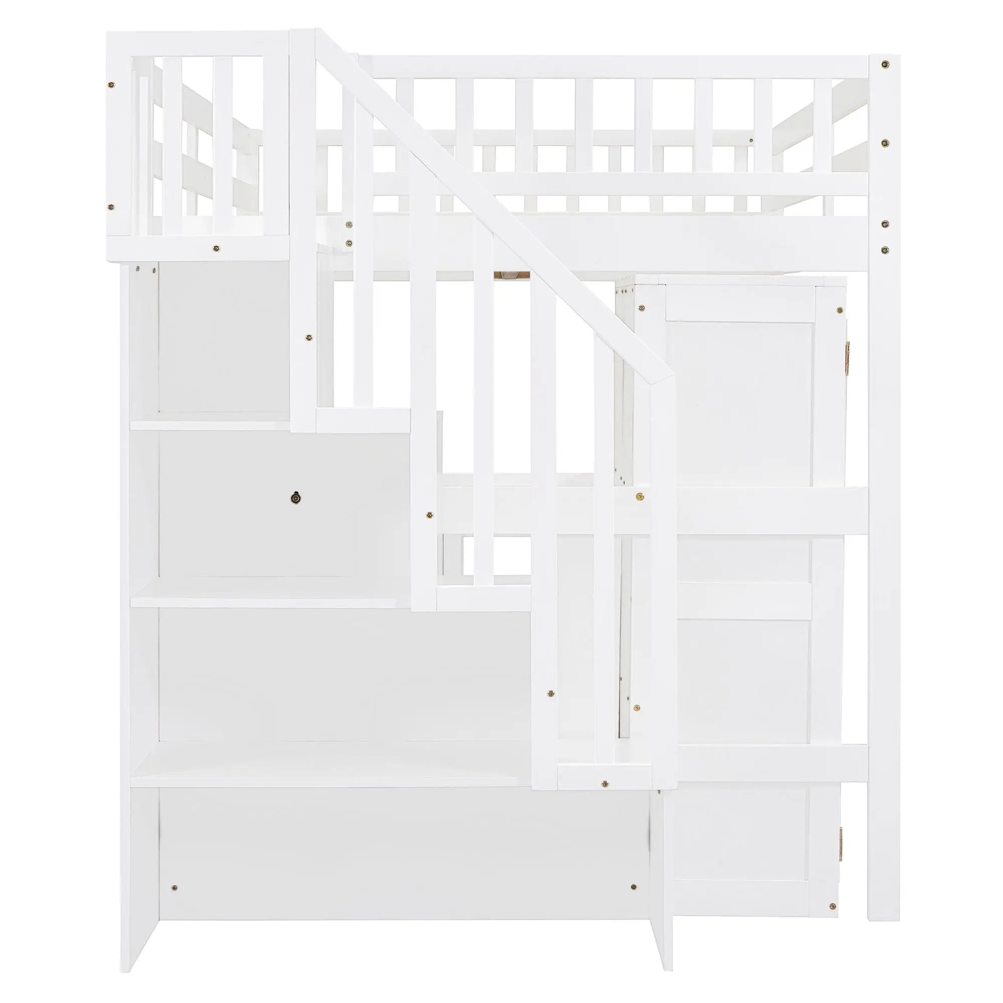Loft Bed With Stairs, Bookshelf, Drawers, Desk & Wardrobe, Space Saving Multifunctional Furniture by HouseOfZazla