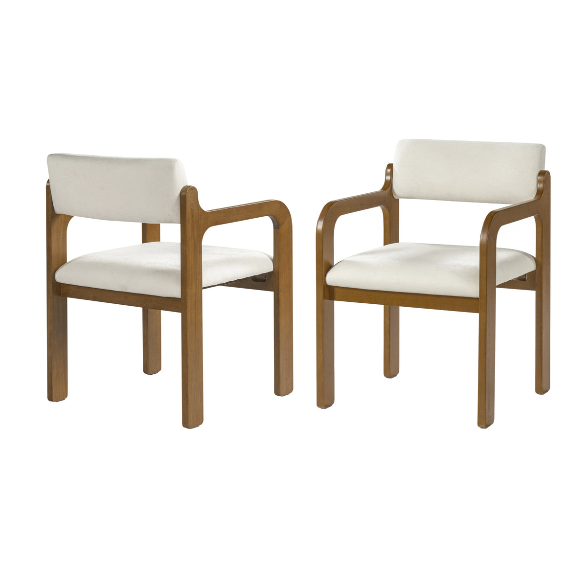 Modern Rubber Wood Dining Chairs with Upholstered Seat and Armrests - Set of 2, photo 4 of 10