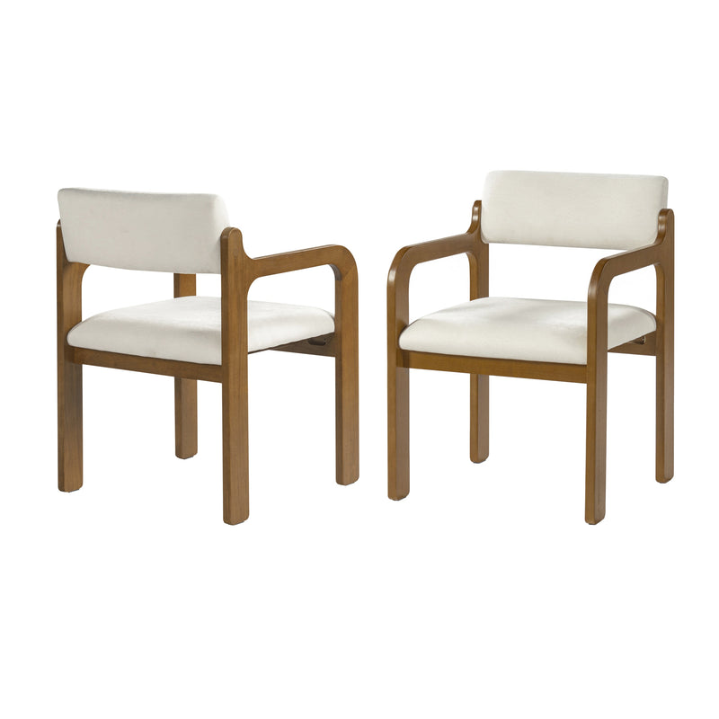 Modern Rubber Wood Dining Chairs with Upholstered Seat and Armrests - Set of 2, photo 4 of 10