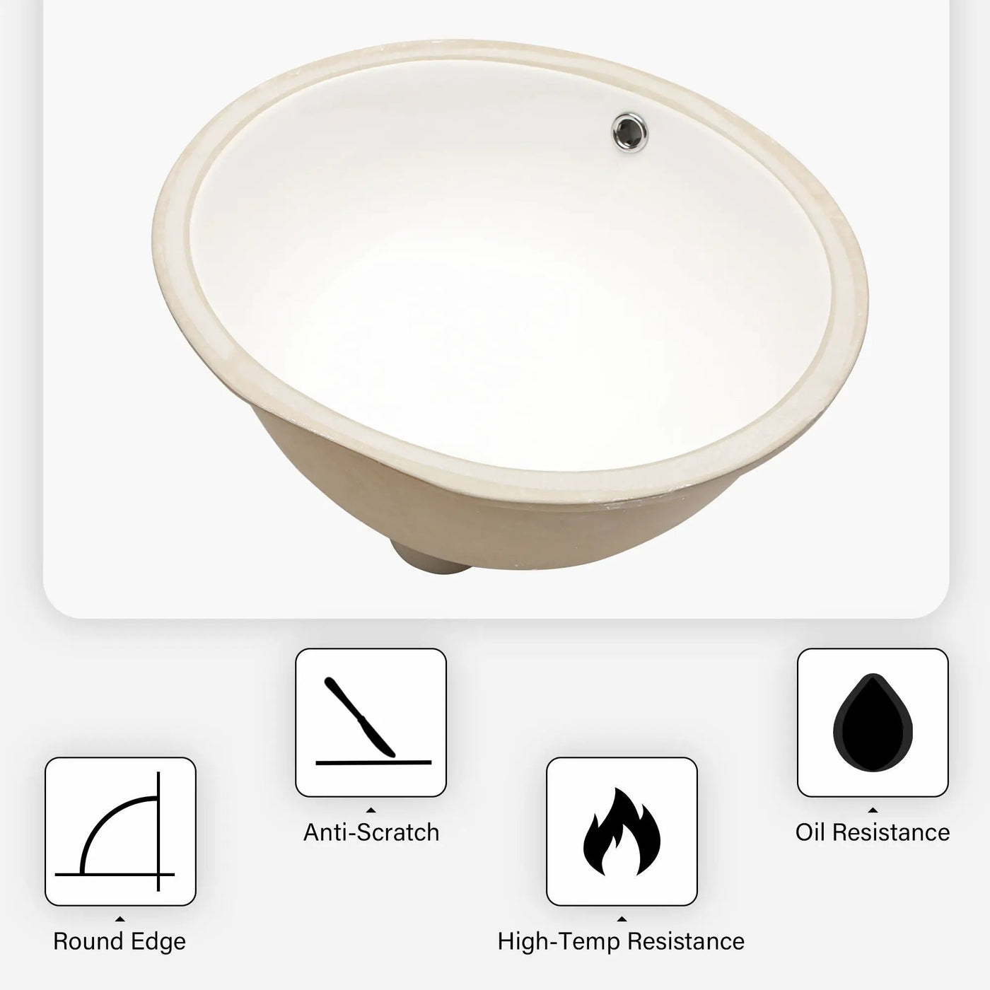 Elegant Ceramic Oval Undermount Bathroom Sink With Overflow by HouseOfZazla