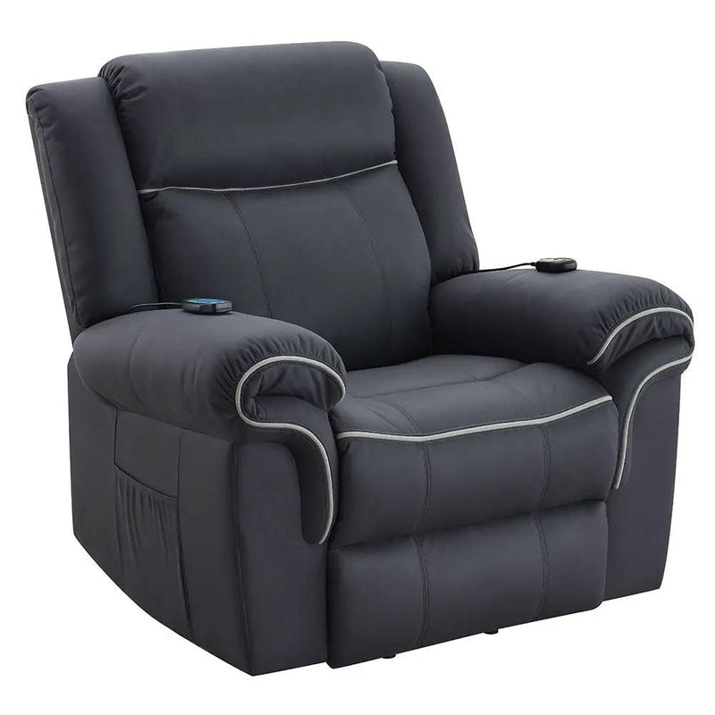 Domana - Power Recliner With Lift & Heating & Massage - Dark Blue Fabric by Unique Piece Furniture
