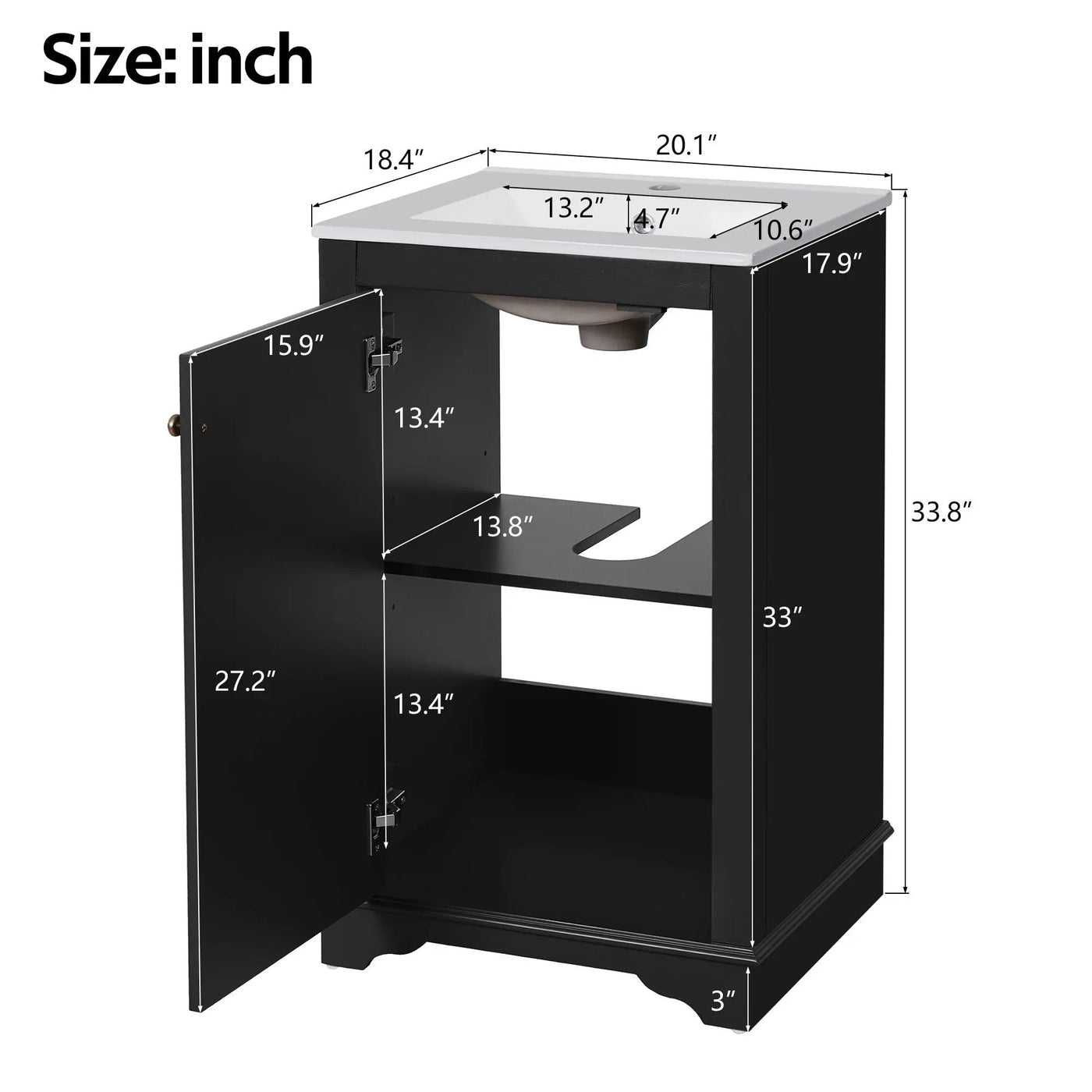 Bathroom Vanity With Sink, Freestanding Single Cabinet Set by HouseOfZazla