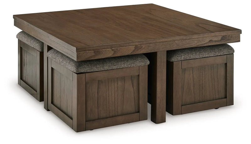 Boardernest - Cocktail Table With 4 Stools (Set of 5) - Brown by Unique Piece Furniture