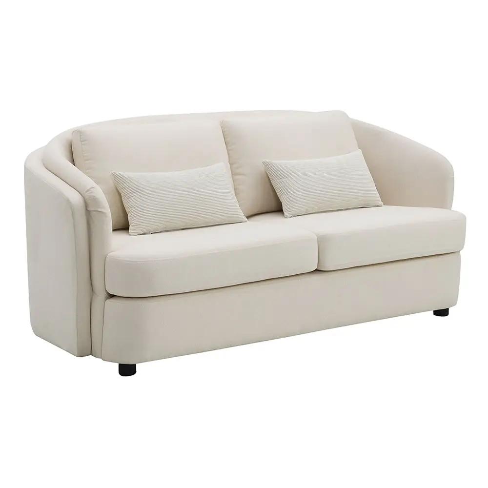 Mariko - Loveseat With 2 Pillows - Beige Linen by Unique Piece Furniture