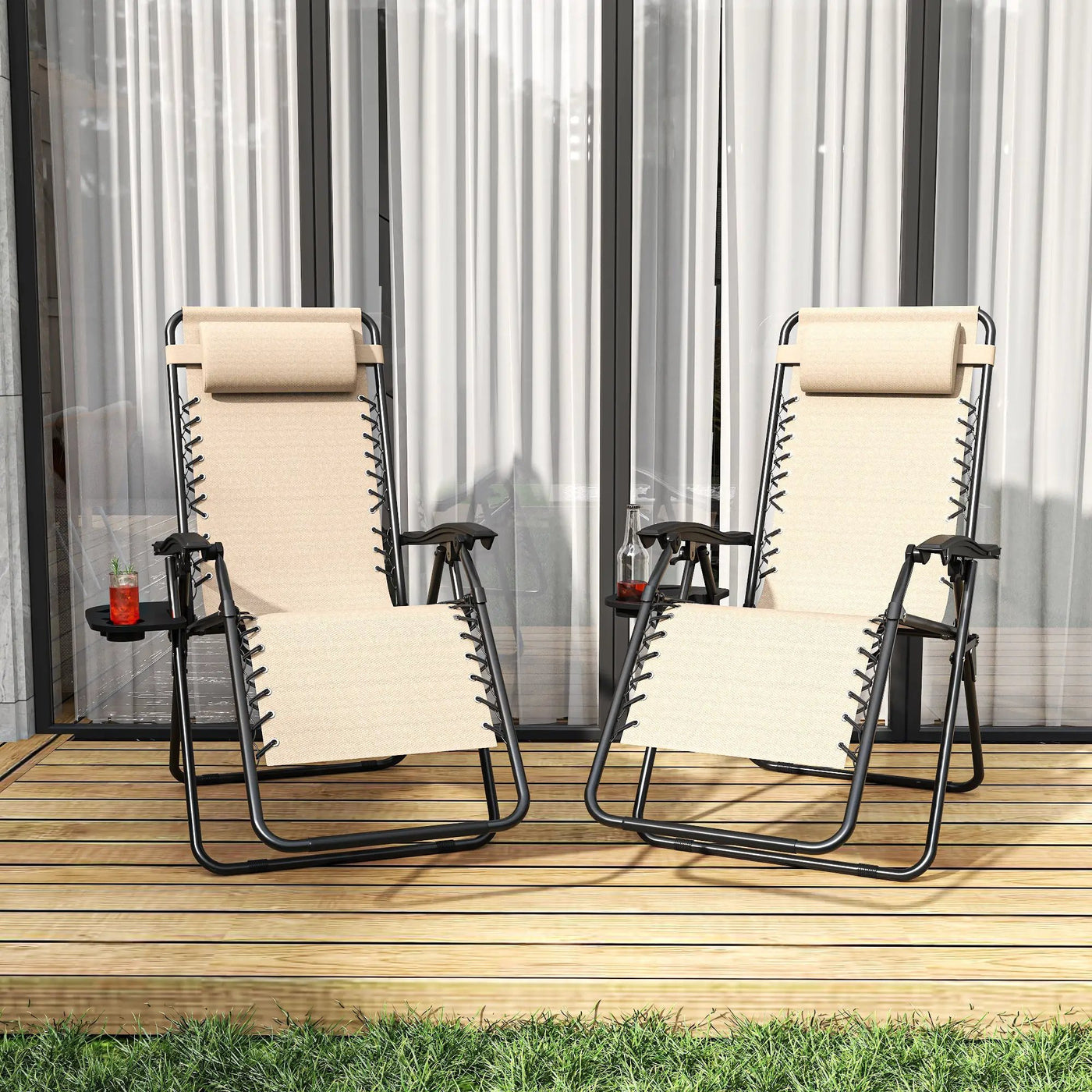 Zero Gravity Folding Lounge Chair with Headrest & Removable Tray by HouseOfZazla