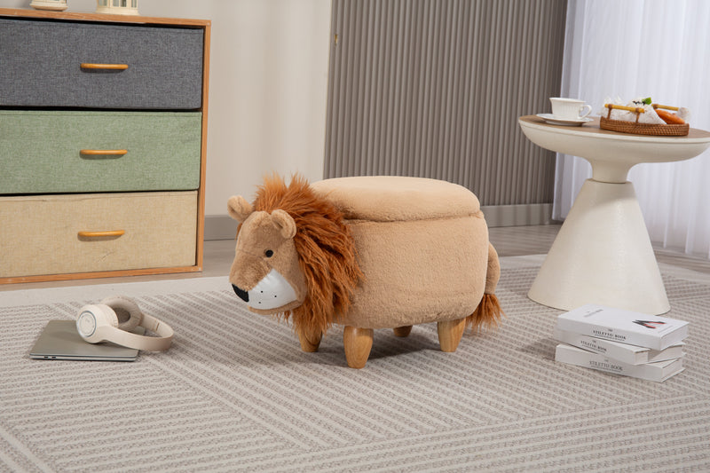 Luke the Lion Storage Ottoman with Hidden Storage - Faux Fur, photo 9 of 10