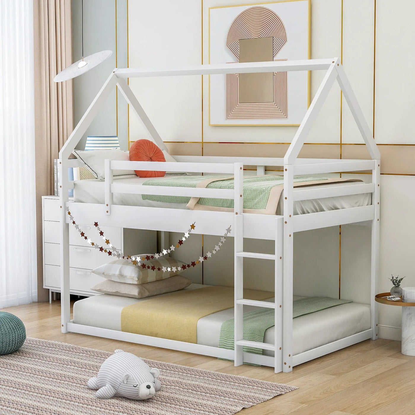 Low Bunk Bed With House Shaped Frame And Ladder by HouseOfZazla