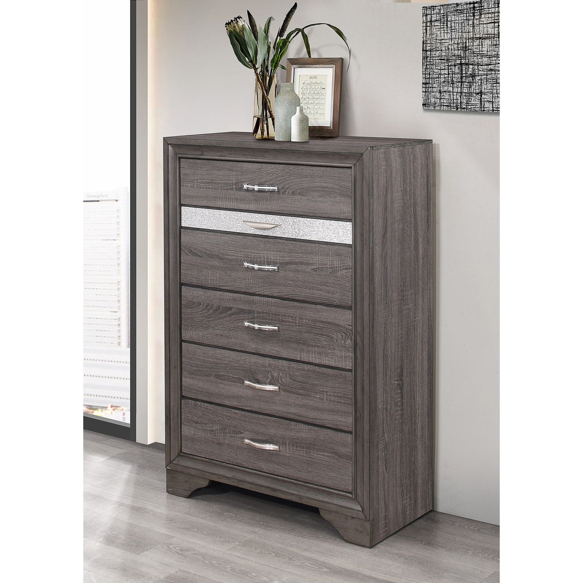Gray Sparkle Accent Chest with Jewelry Drawer - Ryder, photo 2 of 6