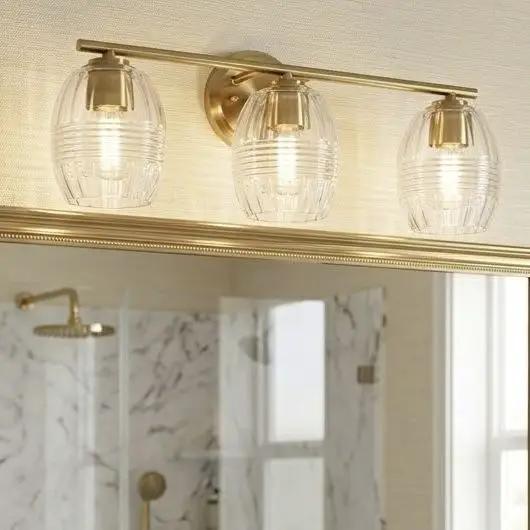 Luster - 3 Lights Vanity With Clear For Bathrooms Above Mirror Wall Lamp Satin - Clear / Gold by HouseOfZazla