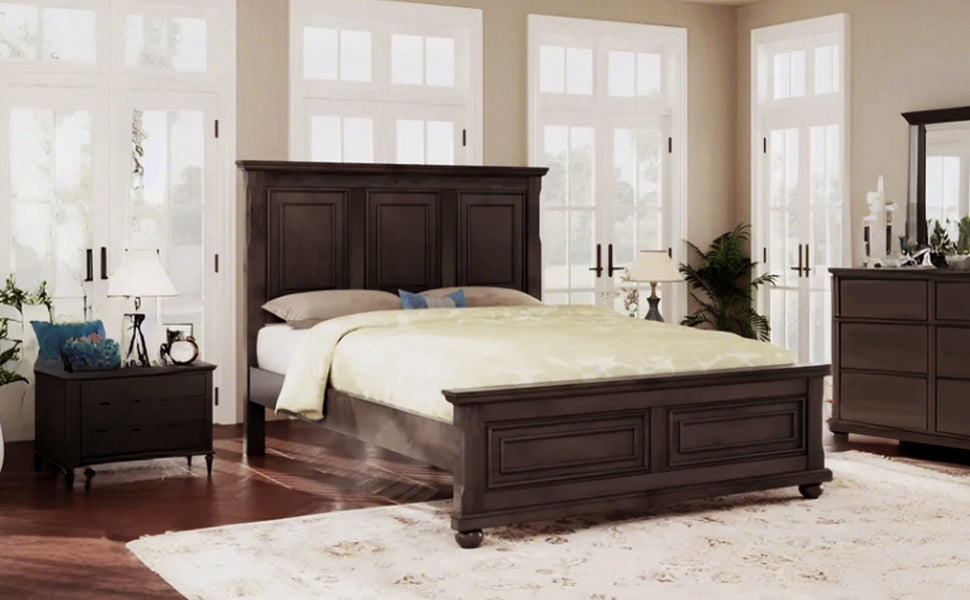 Traditional Town and Country Style Pinewood Vintage Tall Headboard King Bed Frame, photo 3 of 8