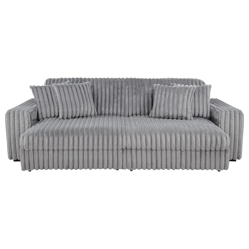 Jacana Corduroy Upholstered Dual Power Chaise Sofa Grey by Unique Piece Furniture