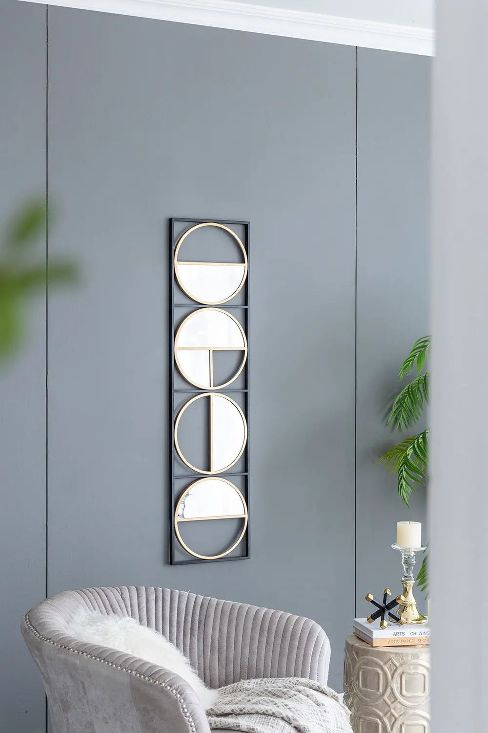 Eclectic Styling Metal Beaded Wall Mirror With Contemporary Design For Bedroom, Liveroom & Entryway by Unique Piece Furniture
