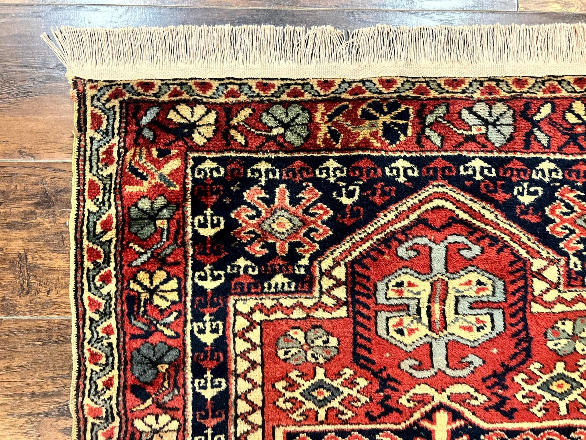 Antique Turkish Sparta Rug 3x4, Geometric Caucasian Pattern, Vintage Handmade Tribal Wool Carpet by Jewel Rugs
