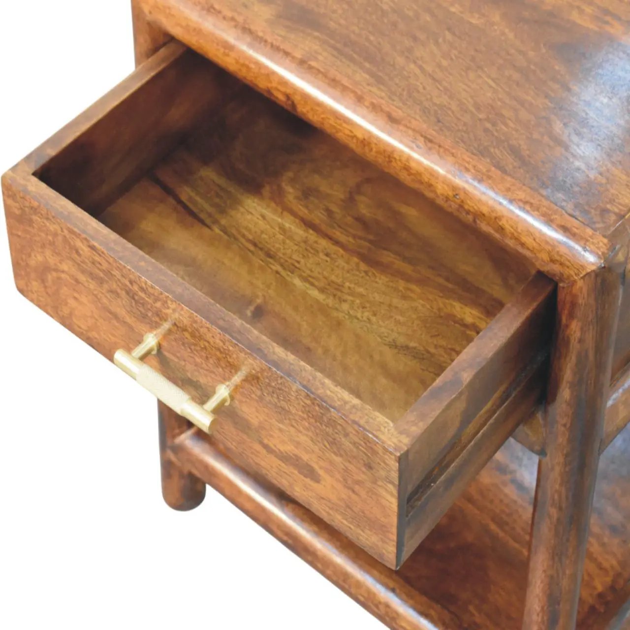 Solid Wood Regency Chestnut Nightstand, 1-Drawer, 1 Open-Slot by HouseOfZazla