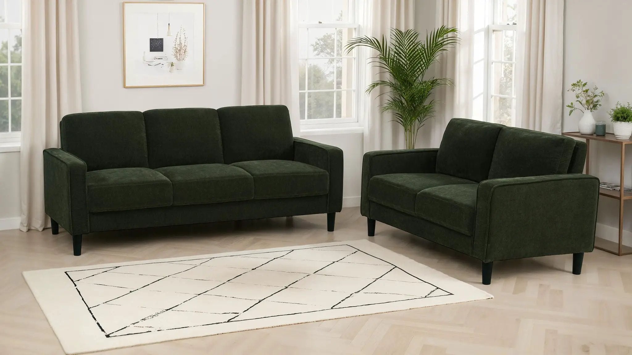 Ruth 2-piece Fabric Upholstered Track Arm Sofa Matcha Green by Unique Piece Furniture