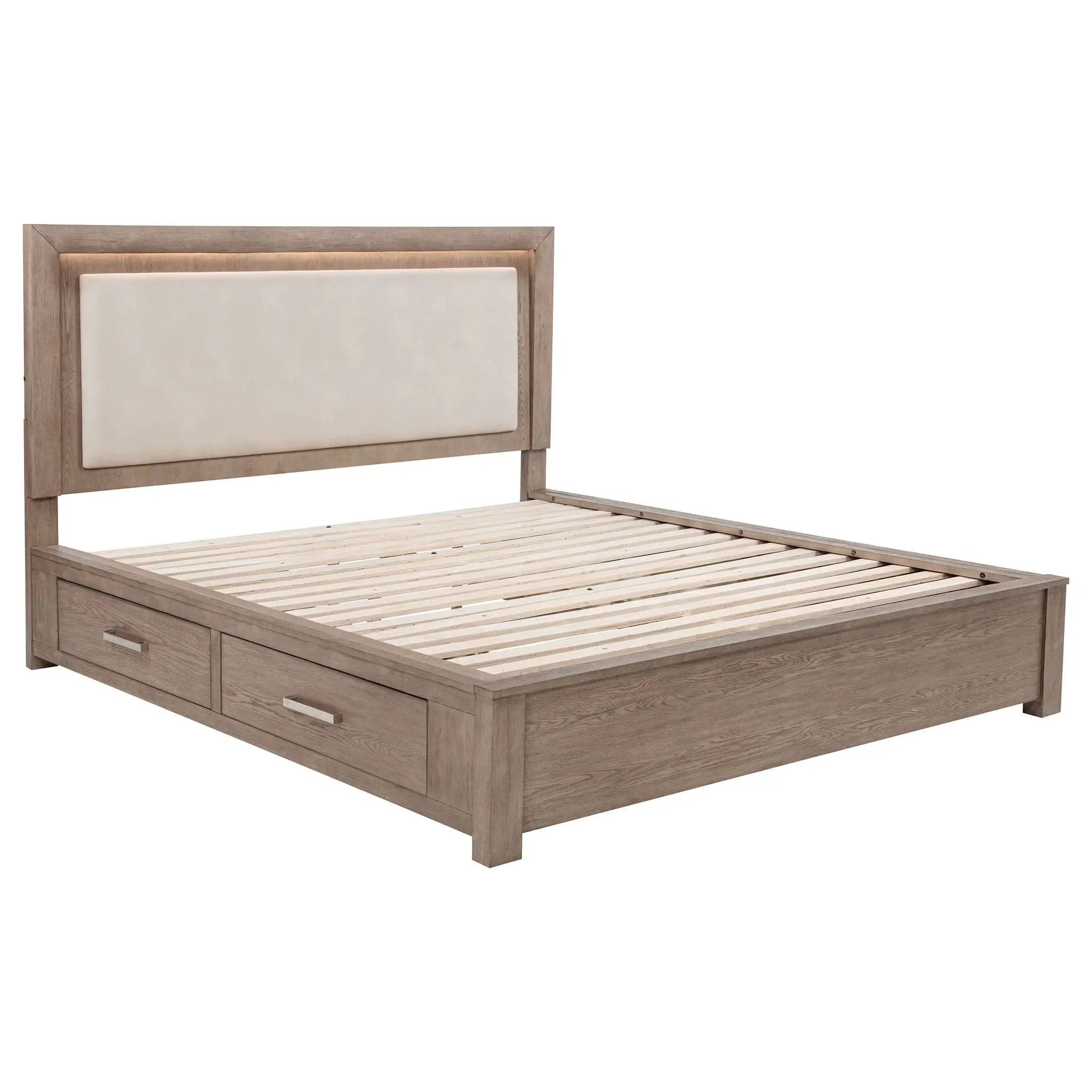 Kenora 56-inch California King LED Storage Bed Barley Brown by Unique Piece Furniture