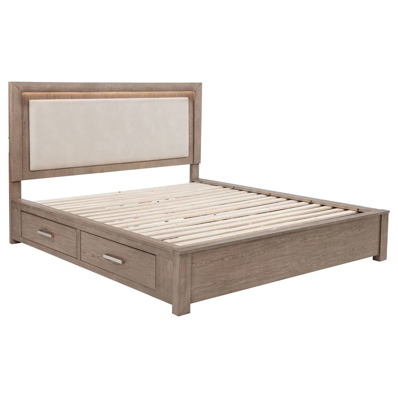 Kenora 56-inch California King LED Storage Bed Barley Brown by Unique Piece Furniture