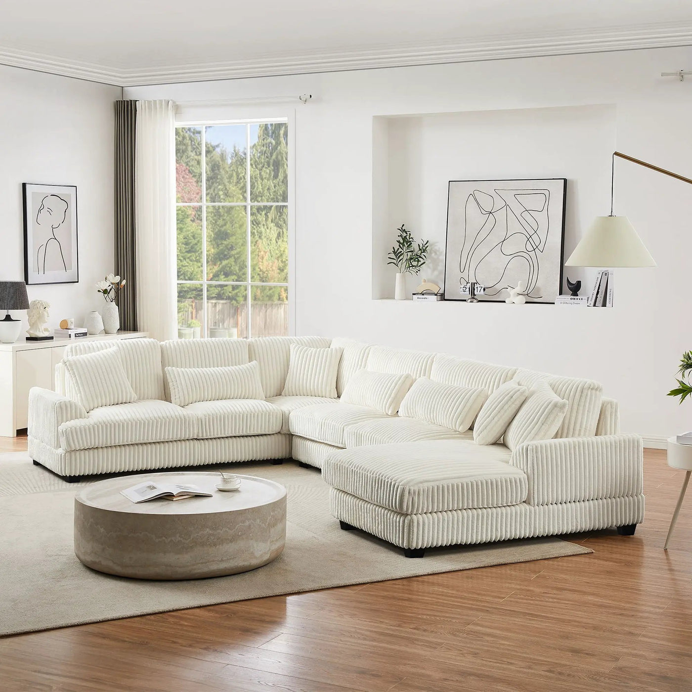 Oversized Sectional Sofa U - Shaped Sofa Couch Modern Sofa Upholstered In Soft With A Chaise Lounge For Living Room by HouseOfZazla