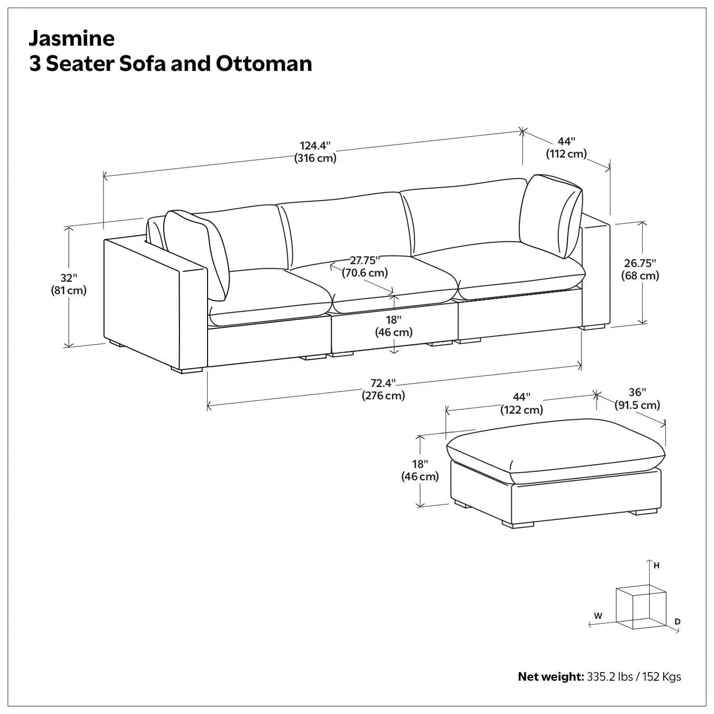 Jasmine - Handcrafted Sofa And Ottoman by HouseOfZazla
