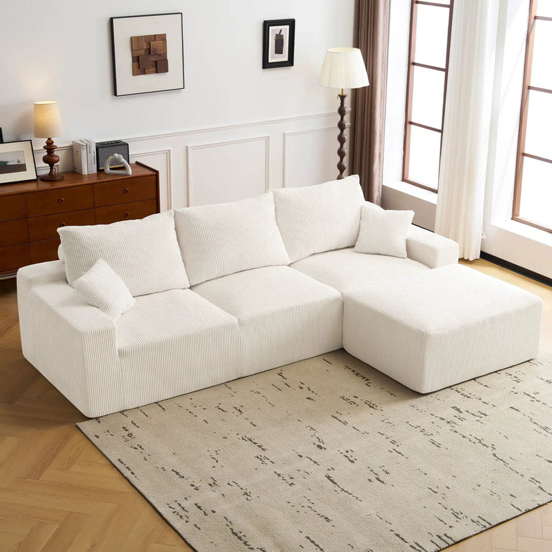 L Shaped Sectional Sofa, Full Compression 3 Seater Cloud Couch With Chaise by HouseOfZazla