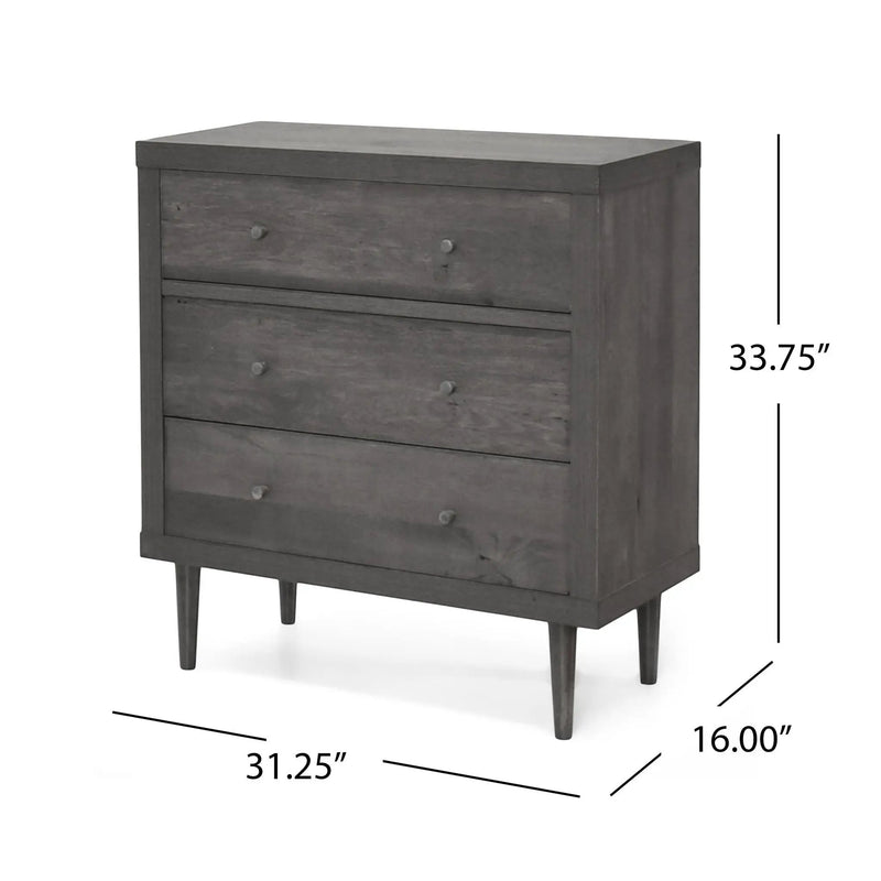 Nystrom Mid Century Modern 3 Drawer Chest by HouseOfZazla