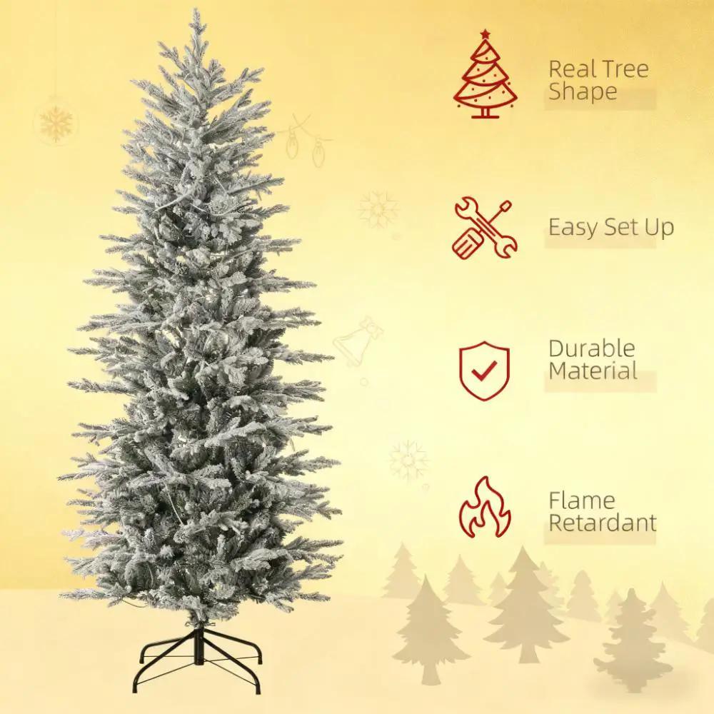 Artificial Flocked Christmas Tree with Warm Lights by HouseOfZazla