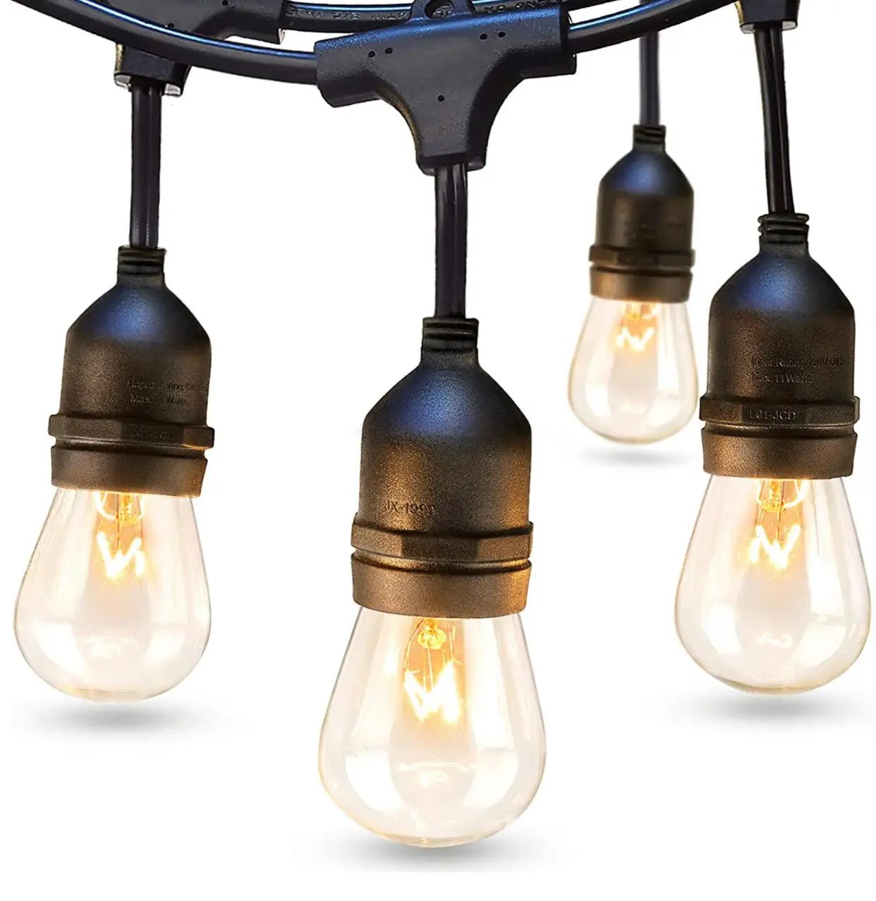 24Ft Plug-In LED Outdoor String Lights Waterproof- Hanging, Dimmable 2W Vintage Edison Bulbs by Outdoor Solar Outlet