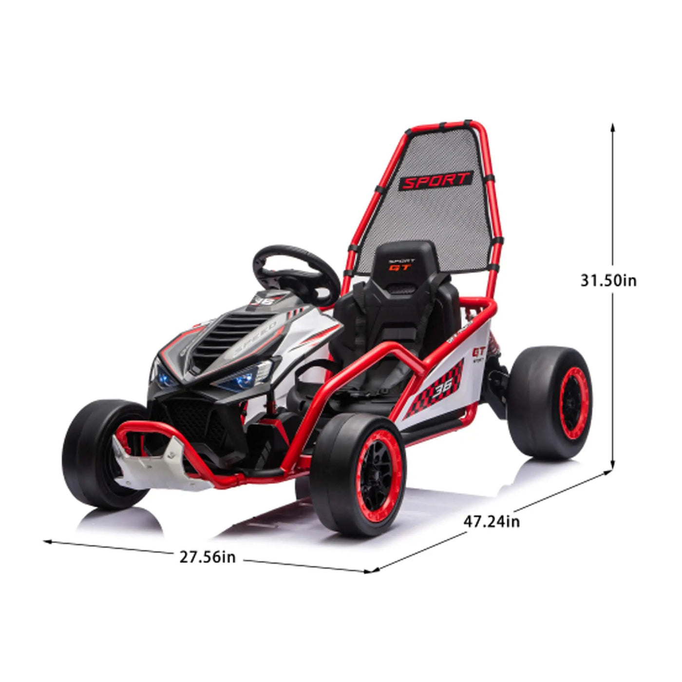 24V 400W Kids Electric Drift Go-Kart With Roll Cage, Bluetooth And Safety Harness (SAK82435) by SAKSBY WHOLESALE
