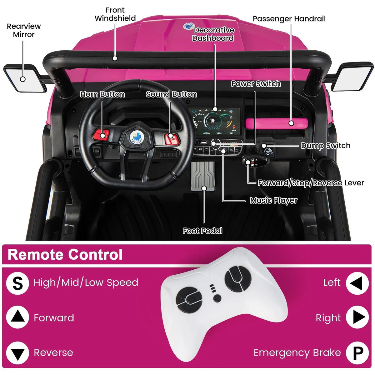 24V Ride On Kids Car with Dump Bed and Remote Control by DirectDeals