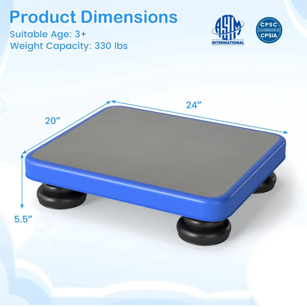 Kids Rebounder Bouncing Board 24x20" with Elastic Ropes by DirectDeals