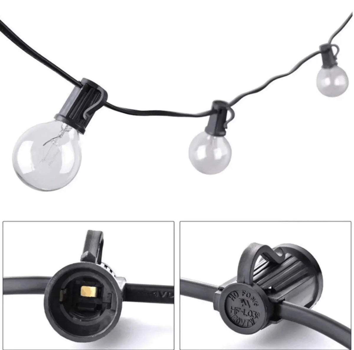 25 Ft Plug-In Outdoor String Light G40 Globe Patio Lights with 26 Edison Glass Bulbs Hanging Light by Outdoor Solar Outlet