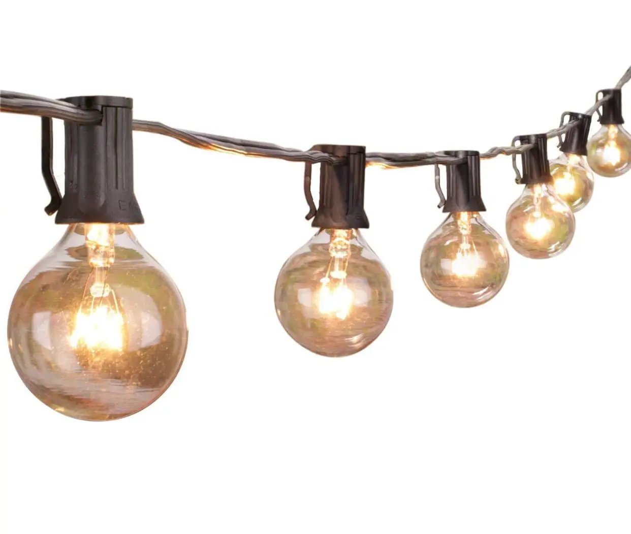 25 Ft Plug-In Outdoor String Light G40 Globe Patio Lights with 26 Edison Glass Bulbs Hanging Light by Outdoor Solar Outlet