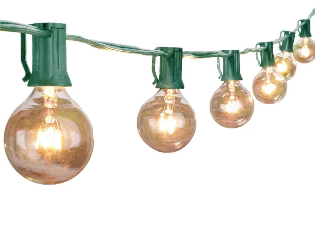 25 Ft Plug-In Outdoor String Light G40 Globe Patio Lights with 26 Edison Glass Bulbs Hanging Light by Outdoor Solar Outlet