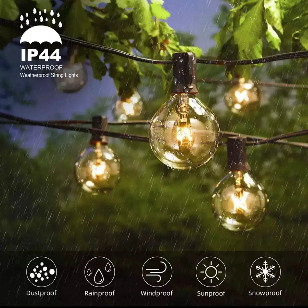 25 Ft Plug-In Outdoor String Light G40 Globe Patio Lights with 26 Edison Glass Bulbs Hanging Light by Outdoor Solar Outlet