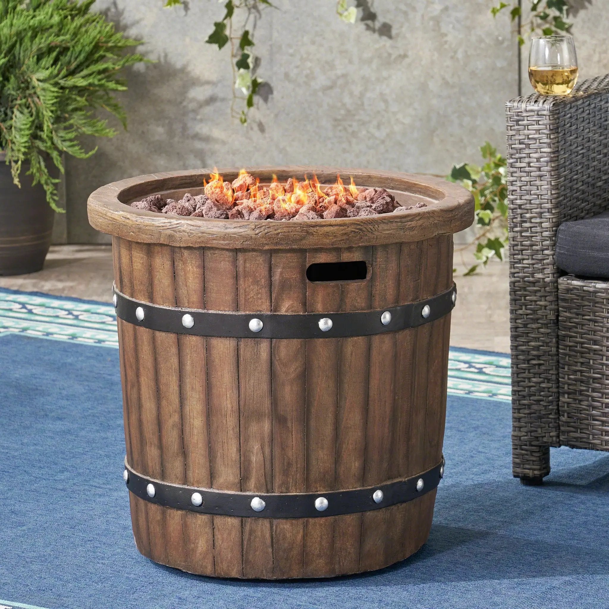Alora 25-Inch Round 40K BTU Liquid Propance Concrete Fire Pit (SAK88764) by SAKSBY WHOLESALE