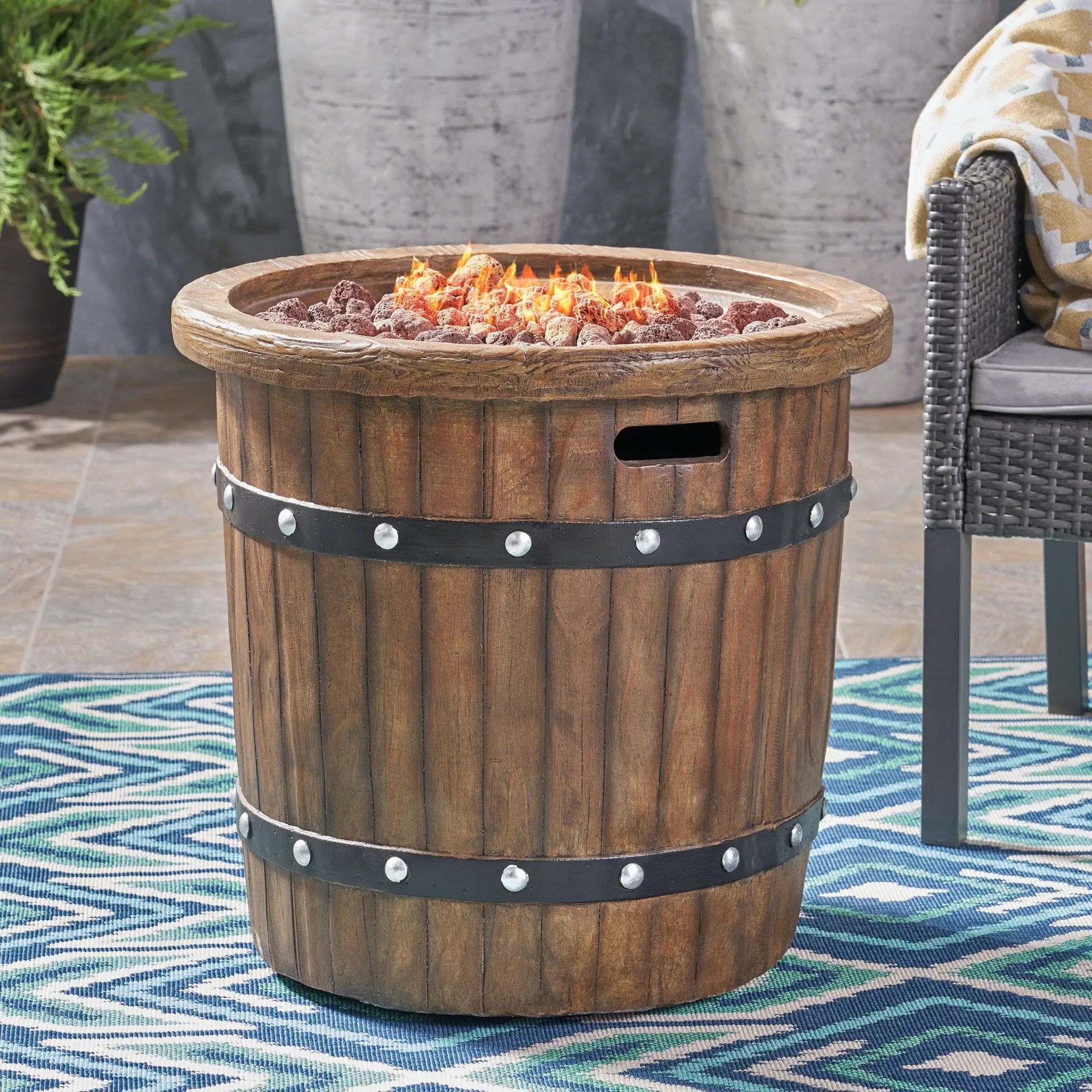 Alora 25-Inch Round 40K BTU Liquid Propance Concrete Fire Pit (SAK88764) by SAKSBY WHOLESALE