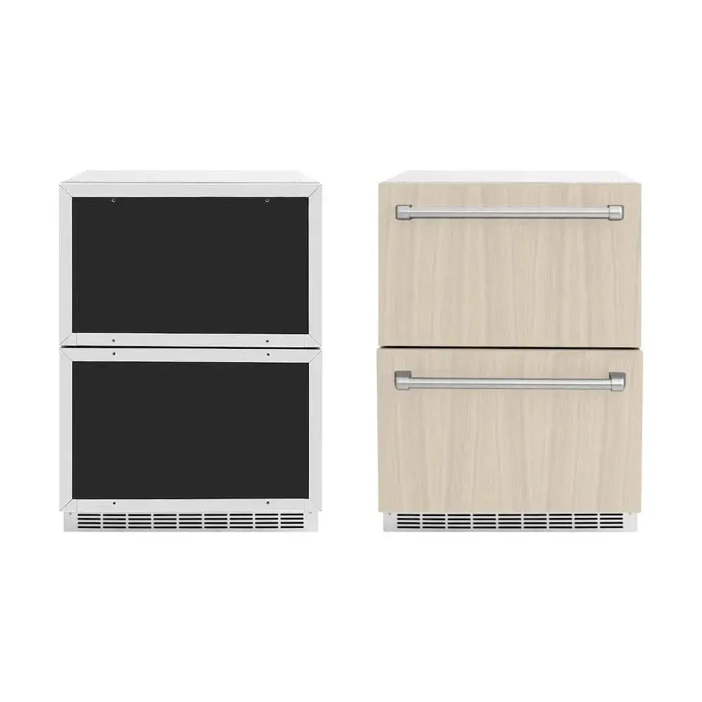 ZLINE 24" Touchstone 168 Can Outdoor-Rated Dual Refrigerator Drawer, Panel Ready, RDSPO-24 by Farmhouse Kitchen and Bath