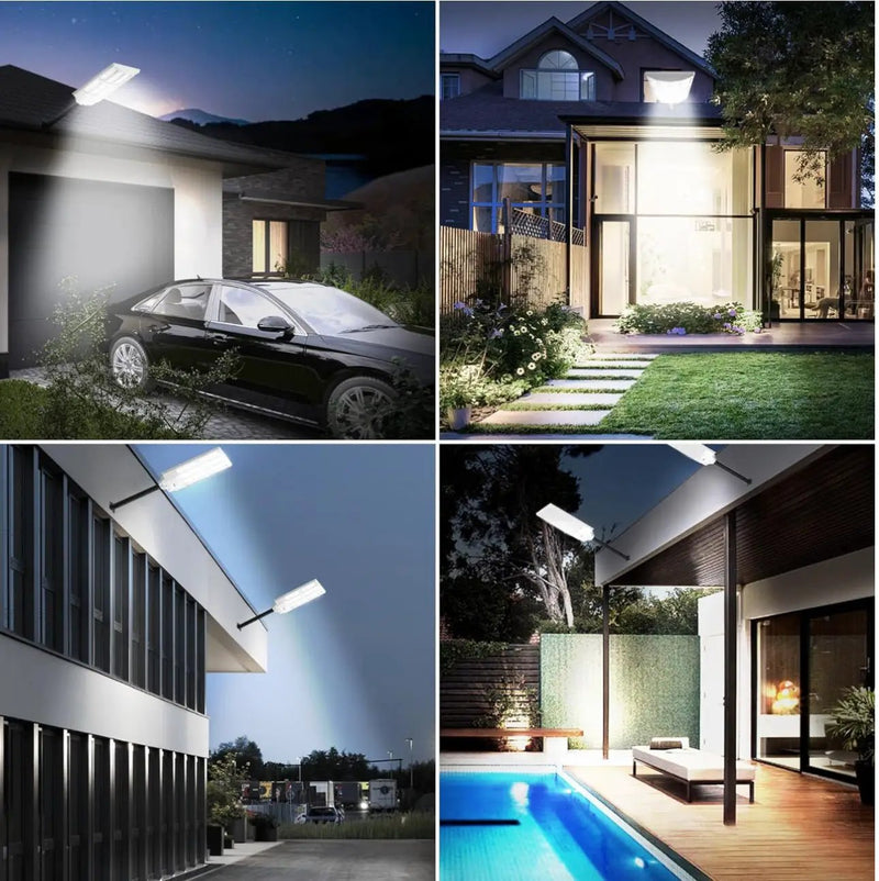 2500W Solar Street Light Outdoor Waterproof, 6500K Motion Sensor Lights Dusk to Dawn, 200,000LM Wall Light with Remote Control by Outdoor Solar Outlet